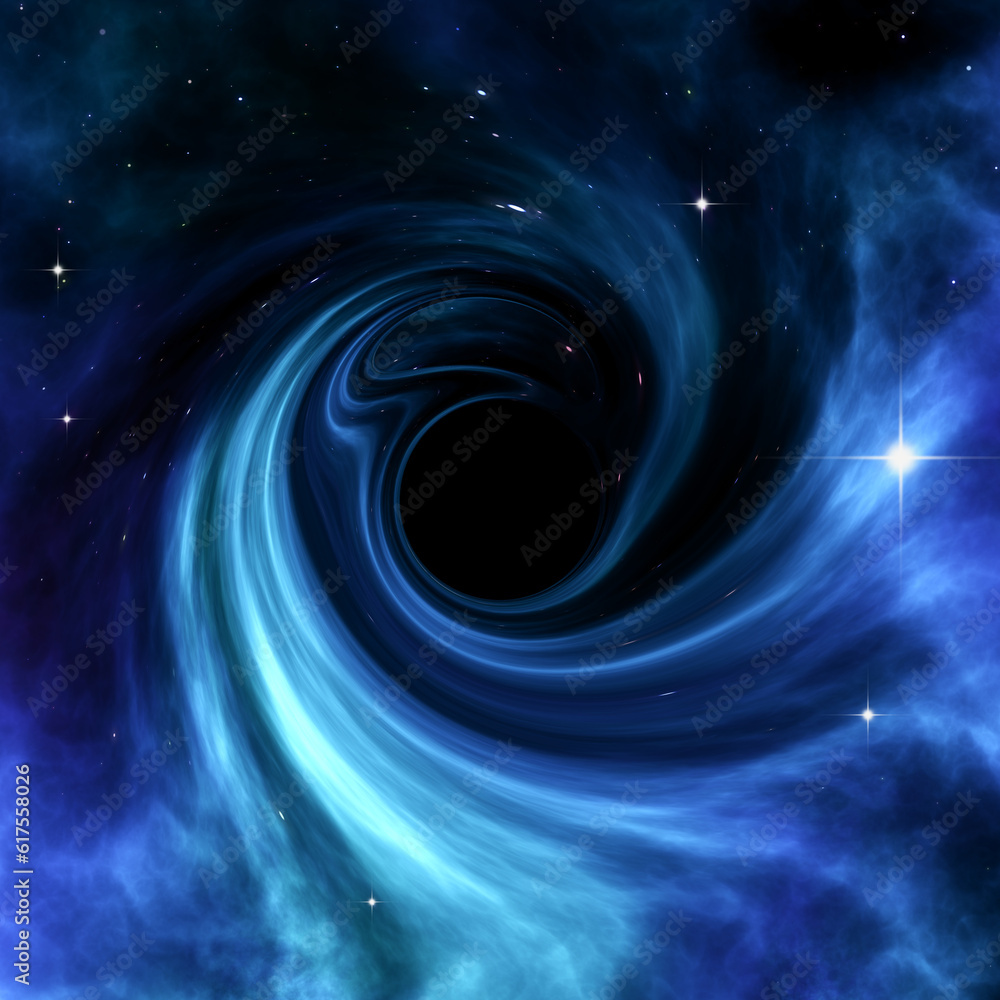 2d illustration of a black hole with blue nebula 2d illustration of a black hole with blue nebula