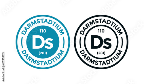 Darmstadtium logo badge template. this is chemical element of periodic table symbol. Suitable for business, technology, molecule, atomic symbol 