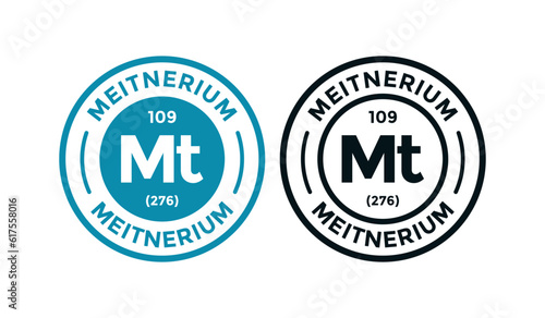 Meitnerium logo badge template. this is chemical element of periodic table symbol. Suitable for business  technology  molecule  atomic symbol 