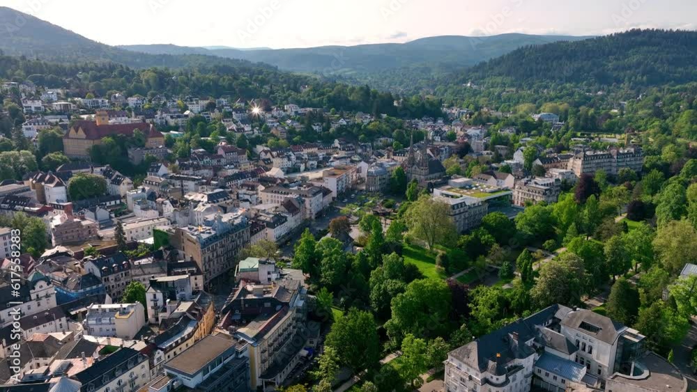 Aerial view of the city Baden-Baden in Germany in summer. thermal springs. Spa Aerial view of the city Baden-Baden in Germany in summer. thermal springs. Spa