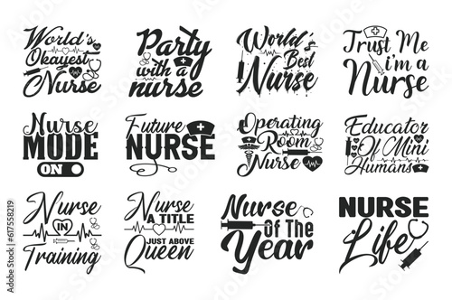 Nurse T shirt Design Bundle, Vector Nurse T shirt  design, Doctor shirt,  Nurse typography T shirt design Collection