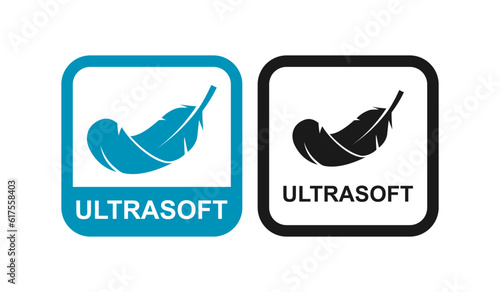 Ultra-soft with feather logo vector template. Suitable for product label