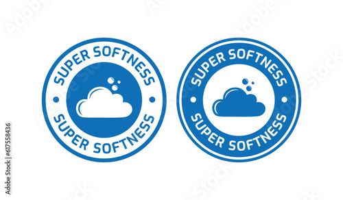 Super softness with cloud badge logo template. Suitable for information and product label