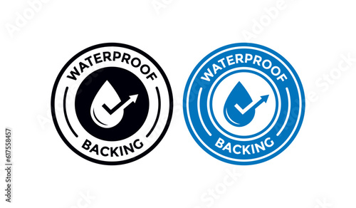Waterproof backing logo template badge. Suitable for business, technology, service and product label