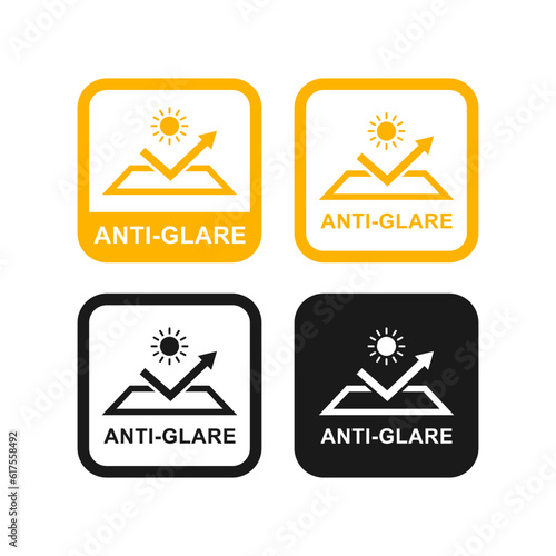 Anti glare with sun arrow logo vector template. Suitable for information and product label