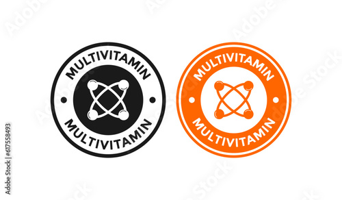 Multivitamin logo badge template. Suitable for business, health, and product label