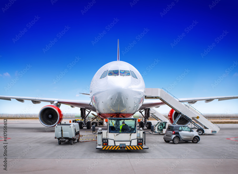 airliner getting prepared for take off