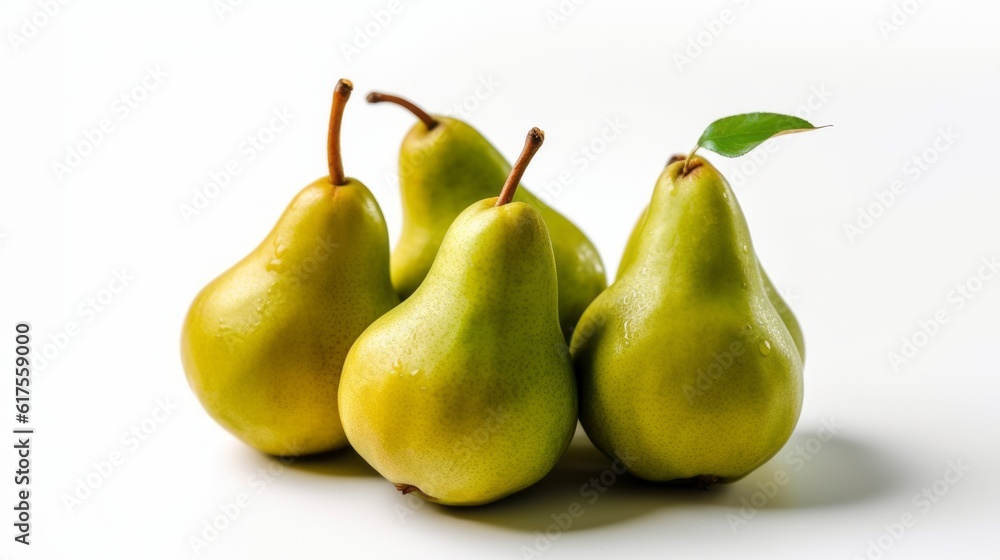 Pear on the white background. Created with Generative AI technology. Pear on the white background. Created with Generative AI technology.
