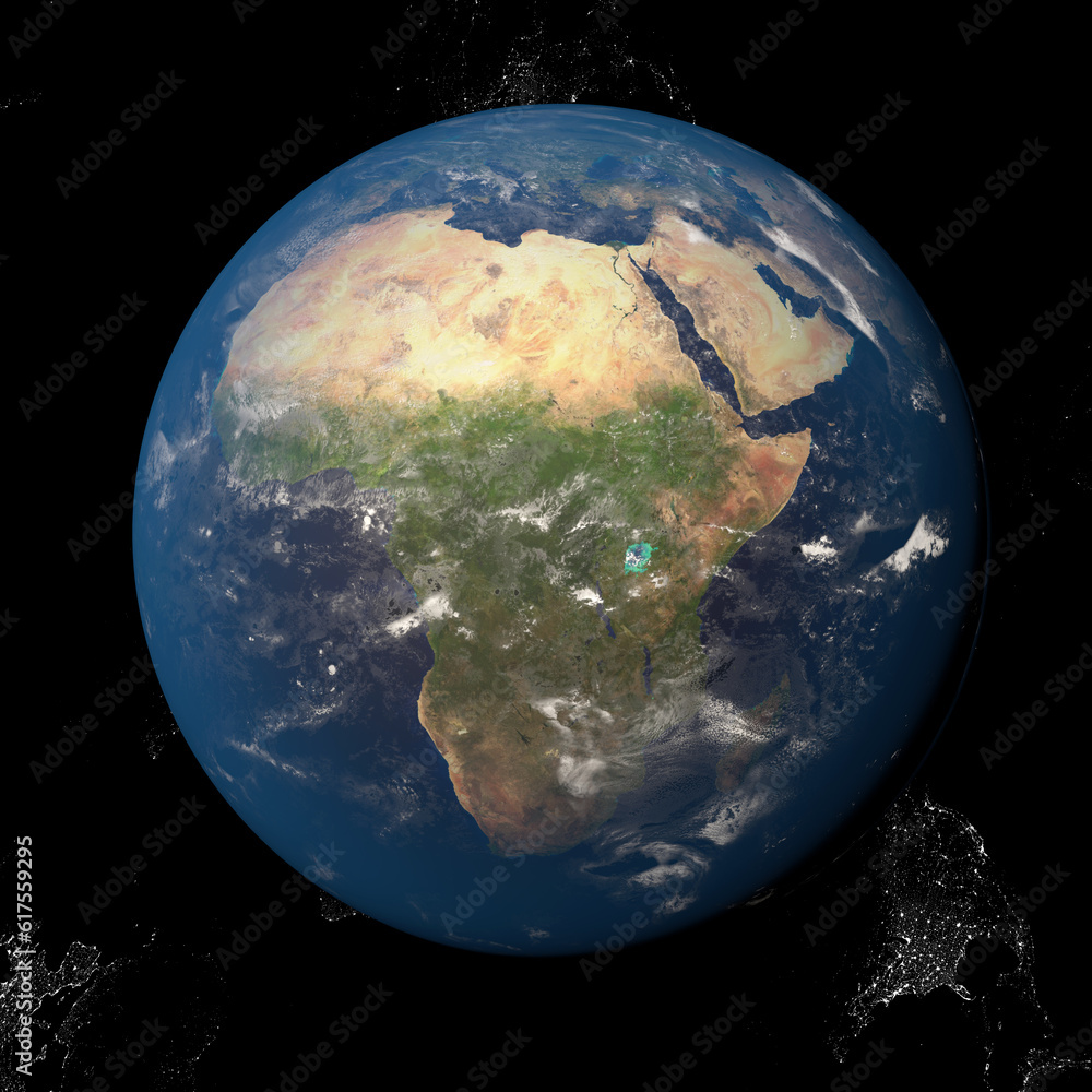 The Earth from space showing Africa 3d render illustration. Other ...