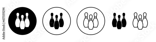 Bowling icon set for web and mobile app. bowling ball and pin sign and symbol.