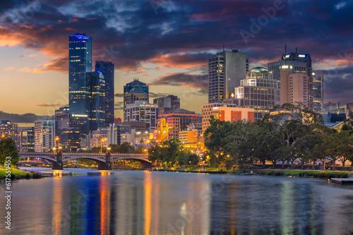 Cityscape image of Melbourne  Australia during summer sunset.