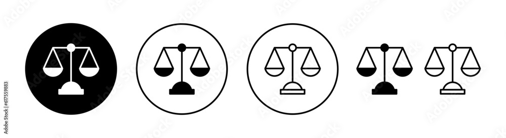 Scales icon set for web and mobile app. Law scale icon. Justice sign and symbol Scales icon set for web and mobile app. Law scale icon. Justice sign and symbol