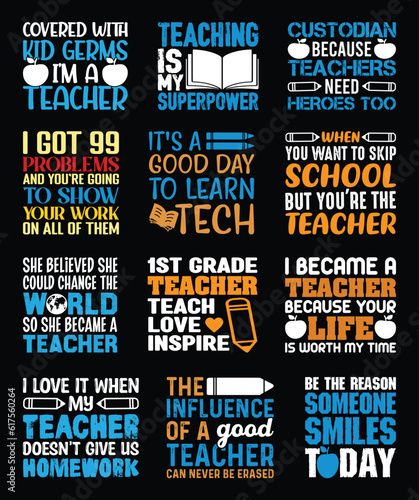 Teacher T shirt Design Bundle, Vector Teacher T shirt  design, Teacher's Day shirt,  Teacher typography T shirt design Collection