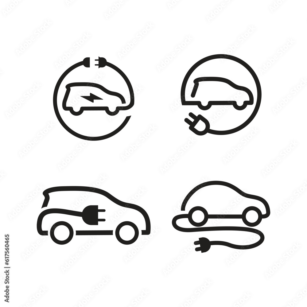 Vector electric car icon on white background