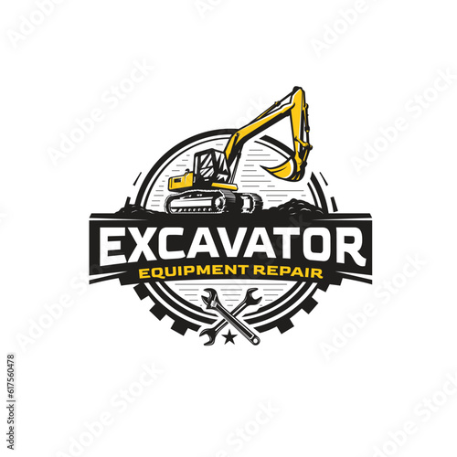 Vector excavator logo design template