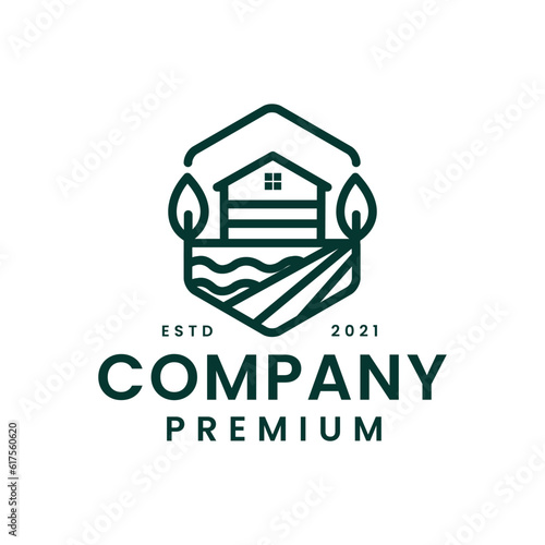 Vector of nature house logo design with leaf icon and creative concept premium vector