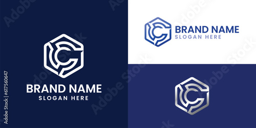 Modern hexagonal letter c logo with minimalist concept