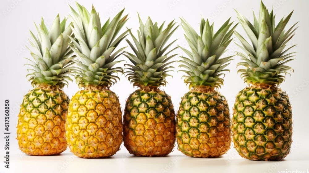 Fototapeta premium Pineapple on the white background. Created with Generative AI technology.