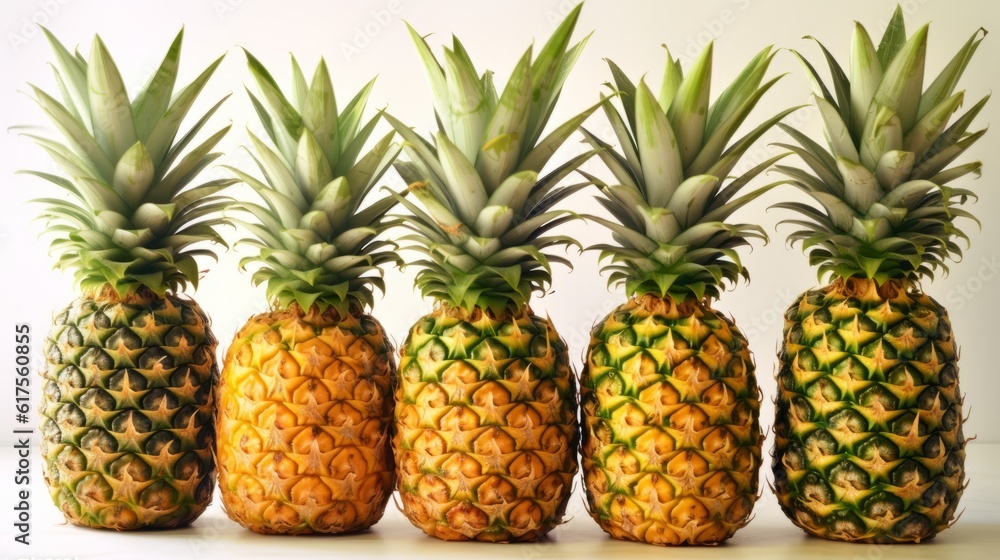 Pineapple on the white background. Created with Generative AI technology. Pineapple on the white background. Created with Generative AI technology.