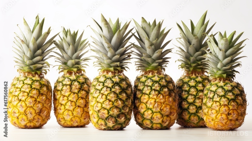 Pineapple on the white background. Created with Generative AI technology. Pineapple on the white background. Created with Generative AI technology.