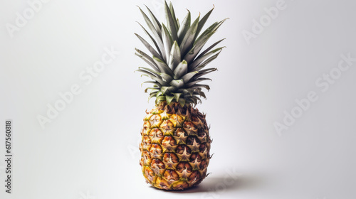 Pineapple on the white background. Created with Generative AI technology.