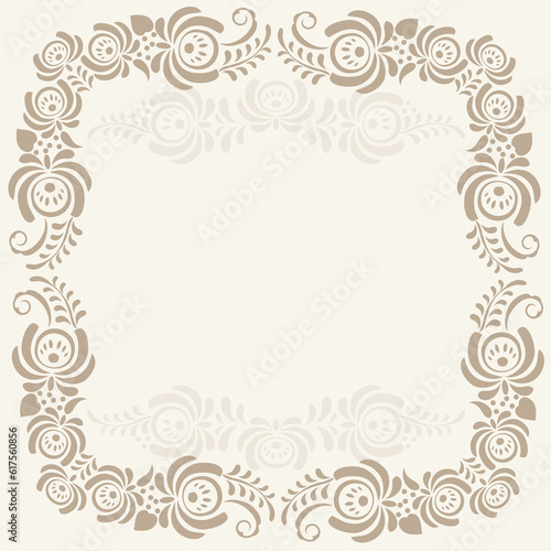 Abstract geometric vintage lace pattern, beige background