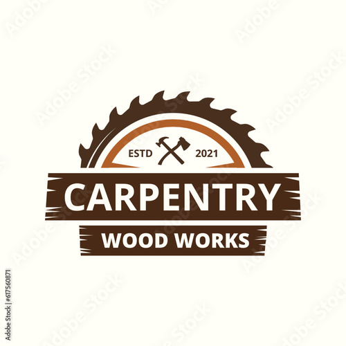 Vector carpentry retro vintage logo design