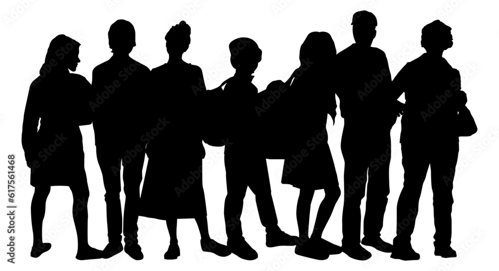 Young people and teenagers, an elderly couple. Isolated flat vector illustration Young people and teenagers, an elderly couple. Isolated flat vector illustration