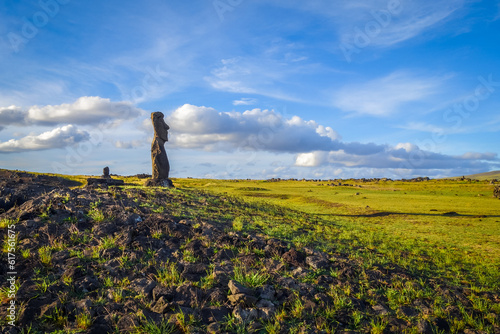 Moai statue, ahu akapu, easter island, Chile photo