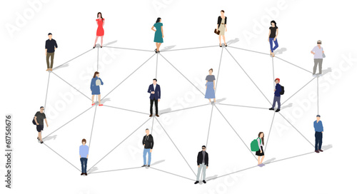 Social network, connecting people. Isolated flat vector illustration