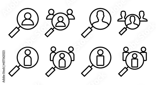 Hiring icon set illustration. Search job vacancy sign and symbol. Human resources concept. Recruitment