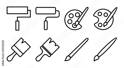 Paint icon set illustration. paint brush sign and symbol. paint roller icon vector