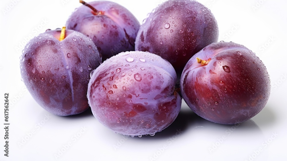 Plum on the white background. Created with Generative AI technology. Plum on the white background. Created with Generative AI technology.