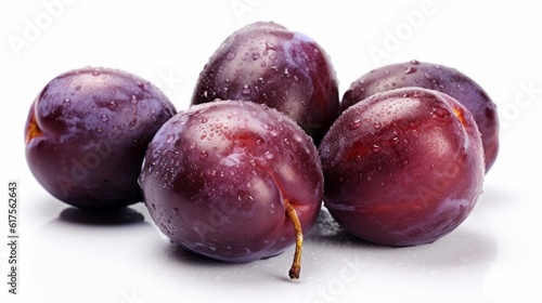 Plum on the white background. Created with Generative AI technology.