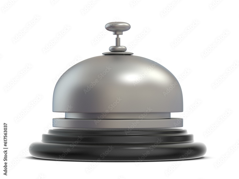 Reception bell. Side view. 3D render illustration isolated on white background Reception bell. Side view. 3D render illustration isolated on white background