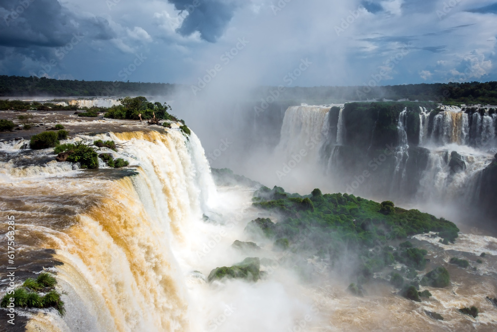 iguazu falls national park. tropical waterfalls and rainforest landscape iguazu falls national park. tropical waterfalls and rainforest landscape
