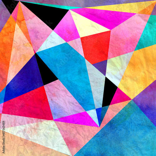 Abstract geometric multicolored watercolor background from triangles