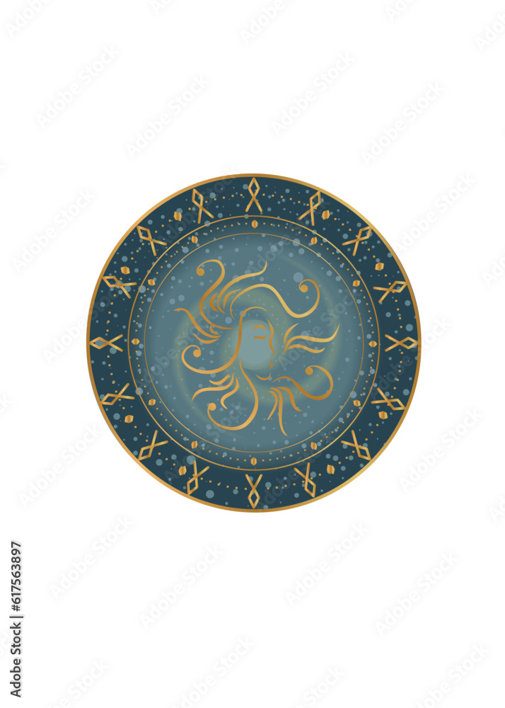 
The illustration - zodiac sign in the gold color.