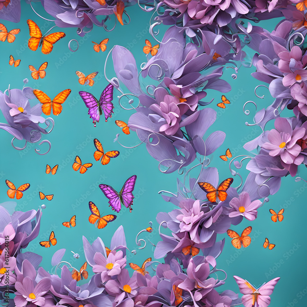 background with butterflies and flowers background with butterflies and flowers