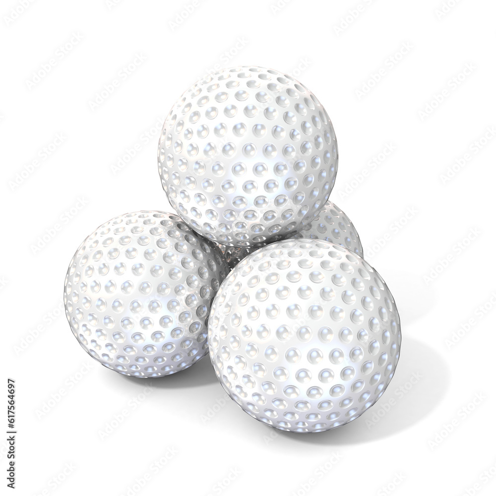 Golf balls. 3D render illustration, isolated on white background Golf balls. 3D render illustration, isolated on white background