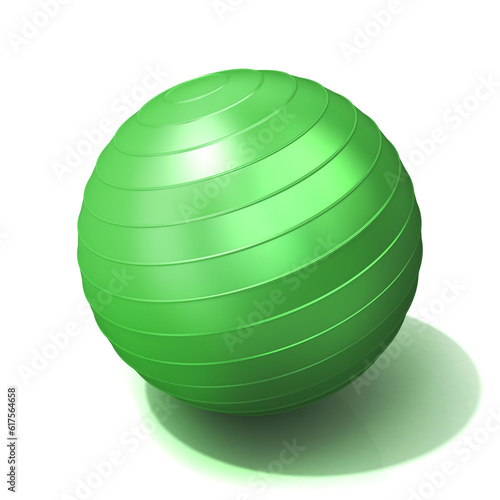 Green fitness ball isolated on white background