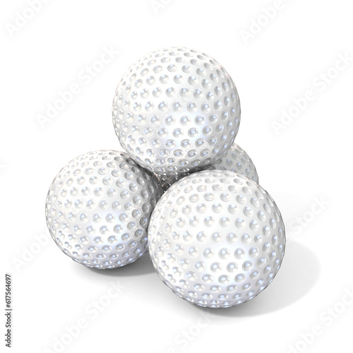 Golf balls. 3D render illustration, isolated on white background