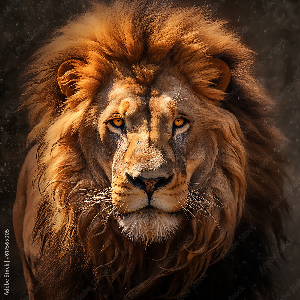 Naklejka premium Lion close up - generative ai