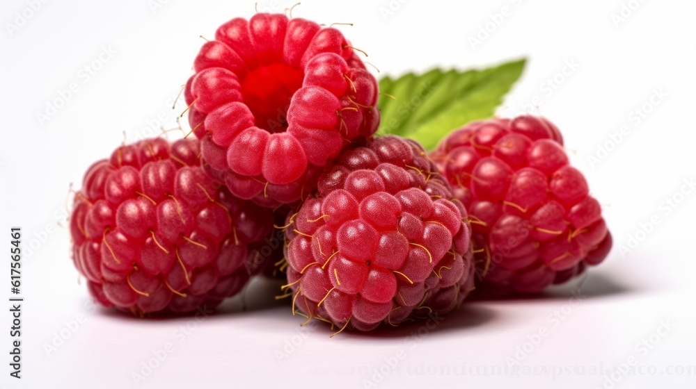 Raspberry on the white background. Created with Generative AI technology. Raspberry on the white background. Created with Generative AI technology.