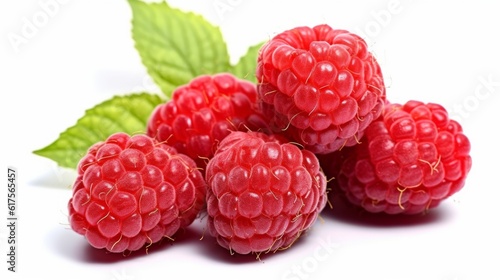 Raspberry on the white background. Created with Generative AI technology.