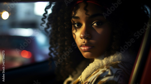driving through the city in...