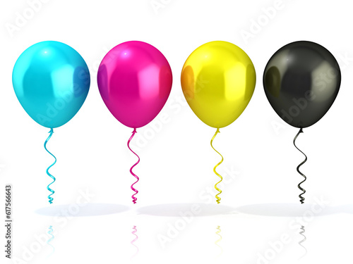 CMYK balloons  isolated on white