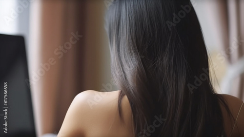 Rear view of young adult wo...