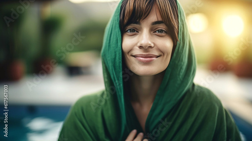 adult woman, wearing bathro...