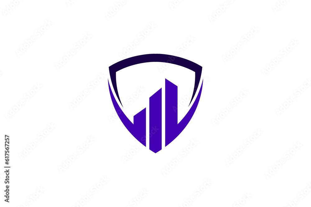 Shield logo design with chart icon Shield logo design with chart icon